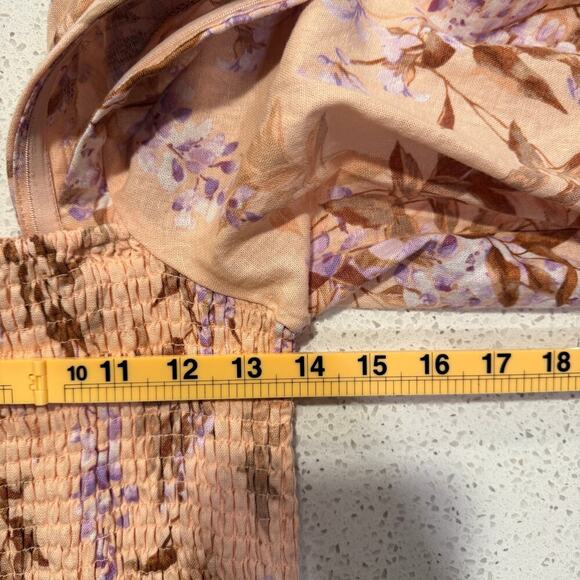 House of Harlow Puff Sleeve Midi Dress Small Palm Floral Cottagecore Feminine S - Picture 9 of 9